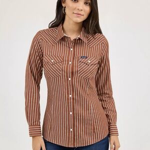 Wrangler All Occasion Western Snap Shirt Rusty Stripe